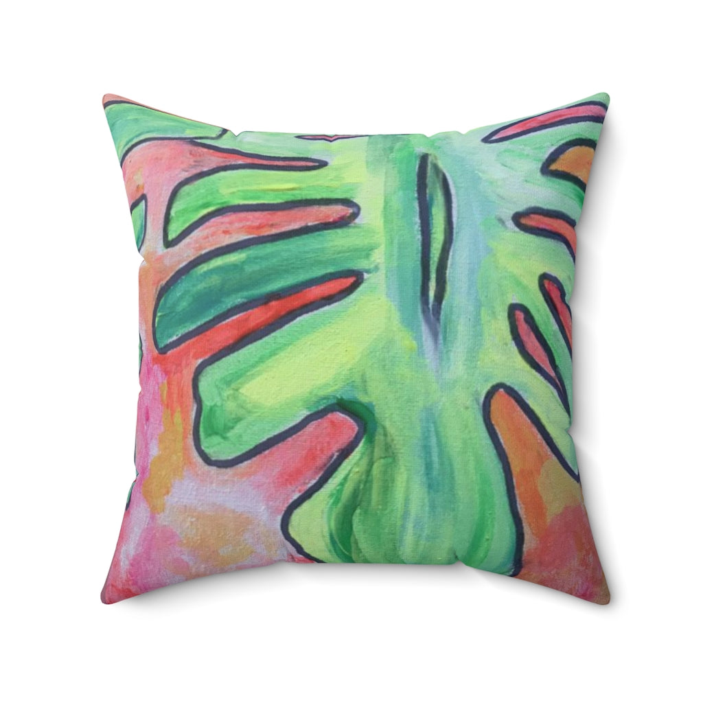 Spun Polyester Square Pillow Monstera Grandeur