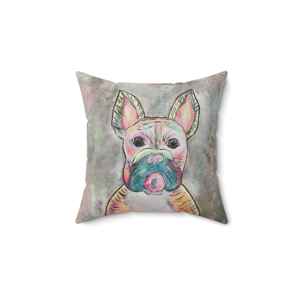 Spun Polyester Square Pillow French Bulldog