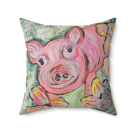 Spun Polyester Square Pillow Garden Goddess