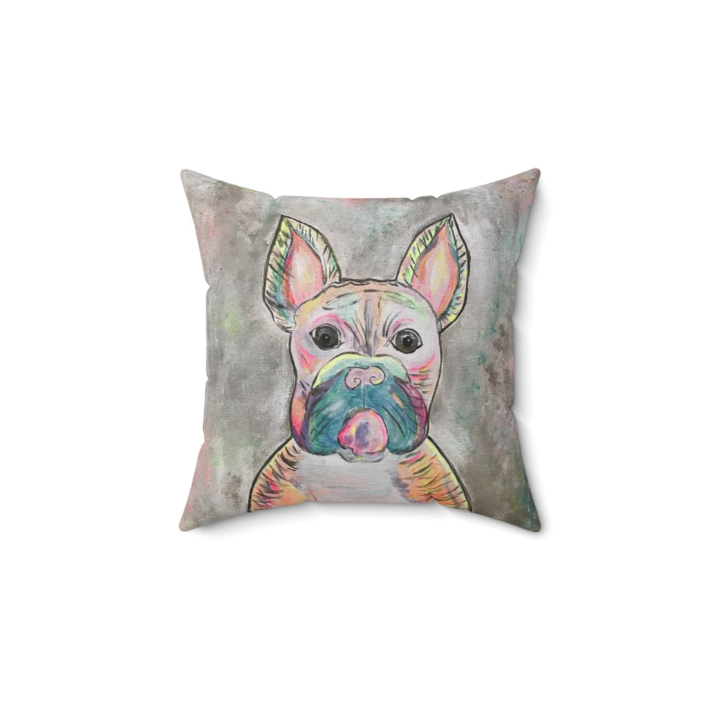 Spun Polyester Square Pillow French Bulldog