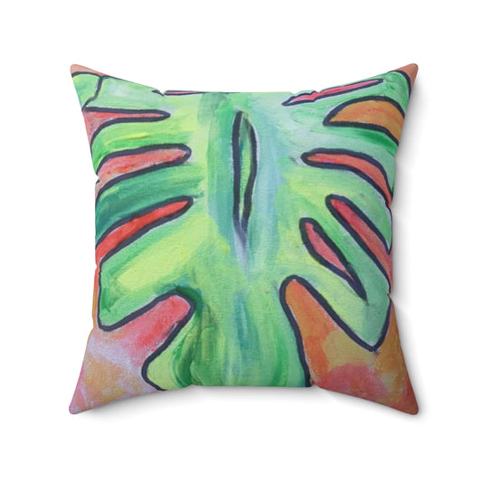 Spun Polyester Square Pillow Monstera Grandeur