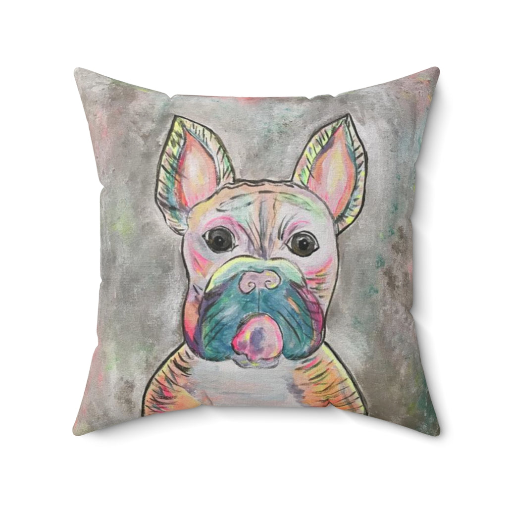 Spun Polyester Square Pillow French Bulldog