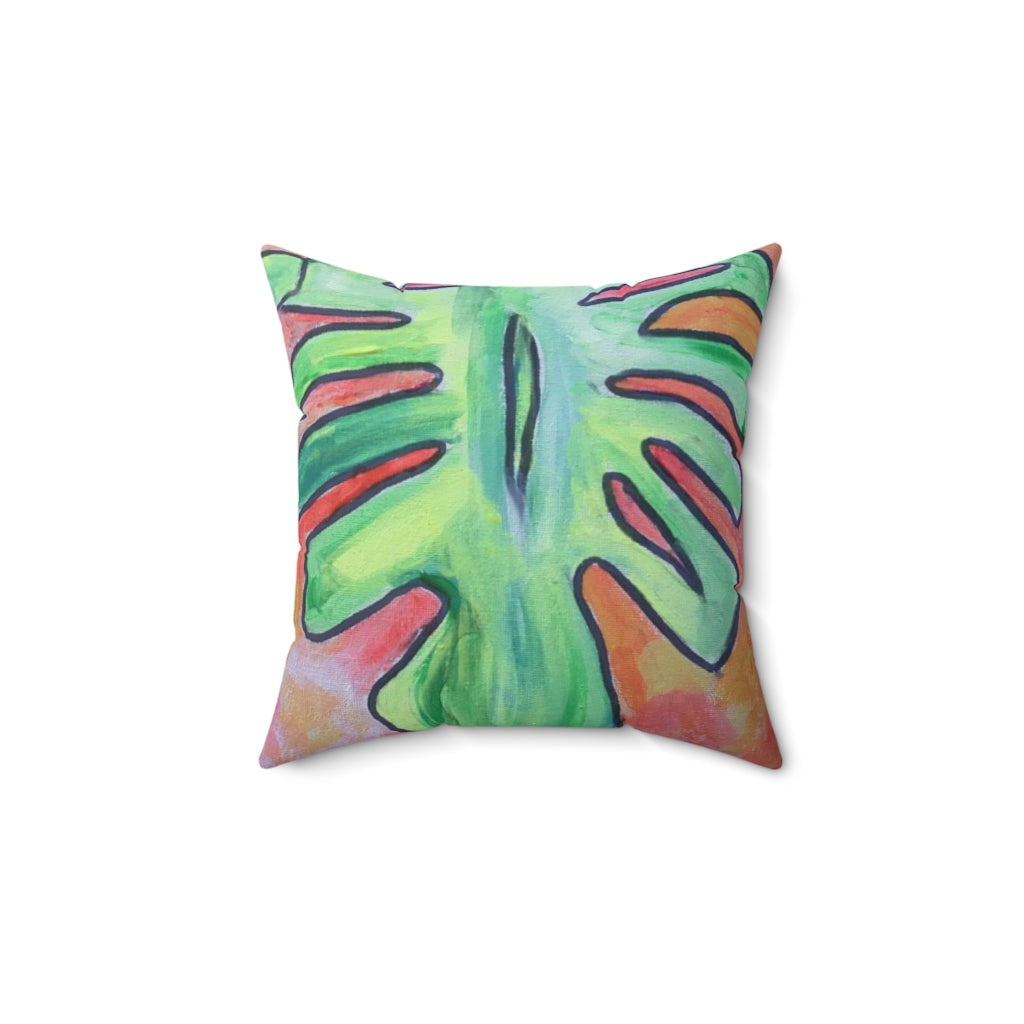 Spun Polyester Square Pillow Monstera Grandeur