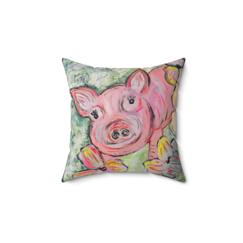 Spun Polyester Square Pillow Garden Goddess