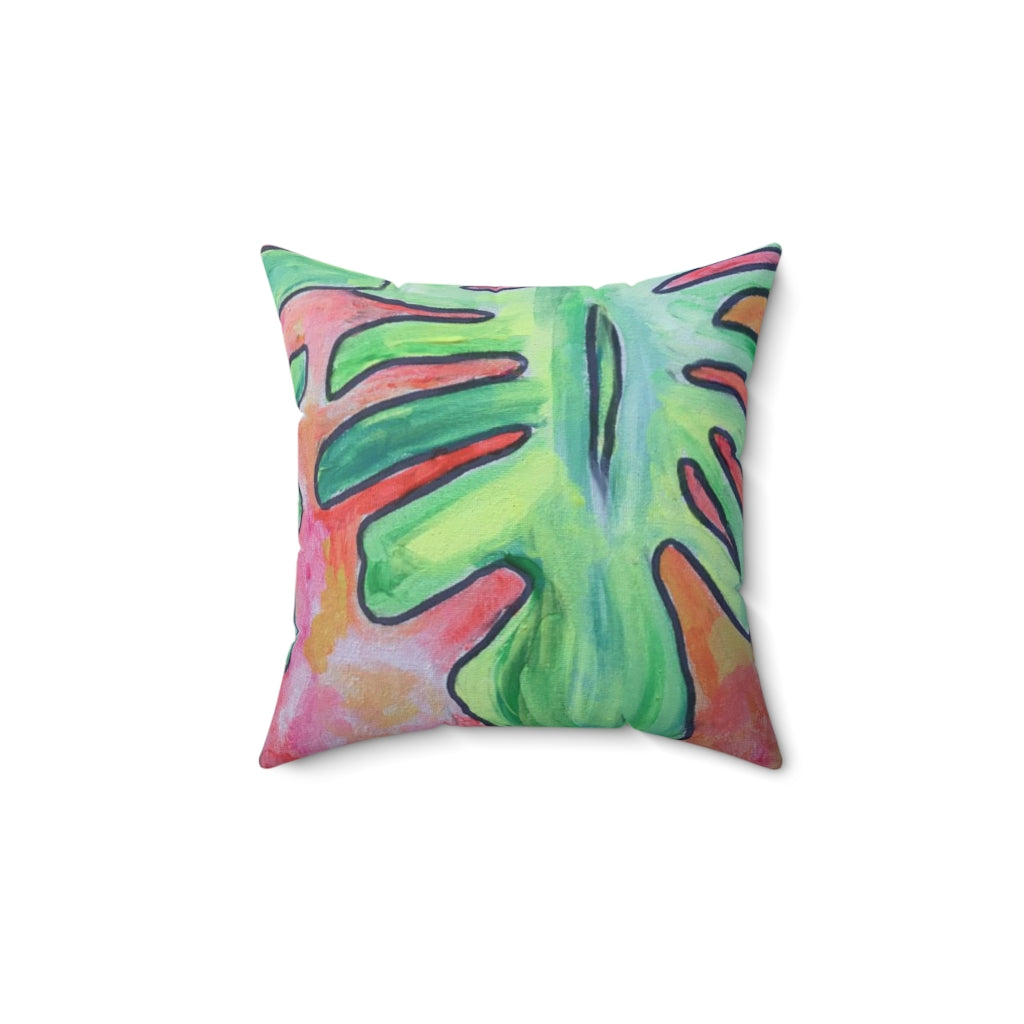 Spun Polyester Square Pillow Monstera Grandeur