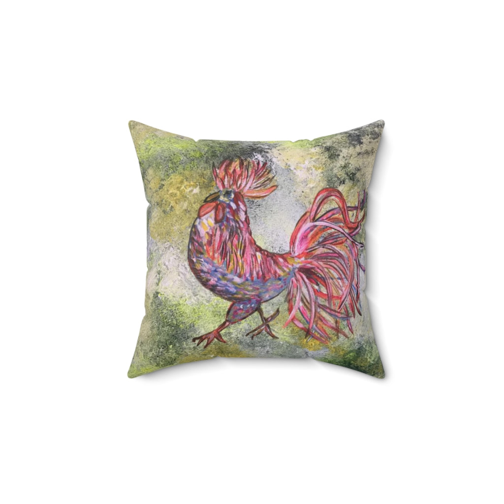 Spun Polyester Square Pillow Rooster A la Splendour