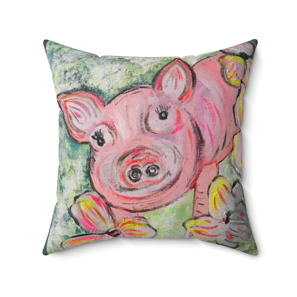 Spun Polyester Square Pillow Garden Goddess