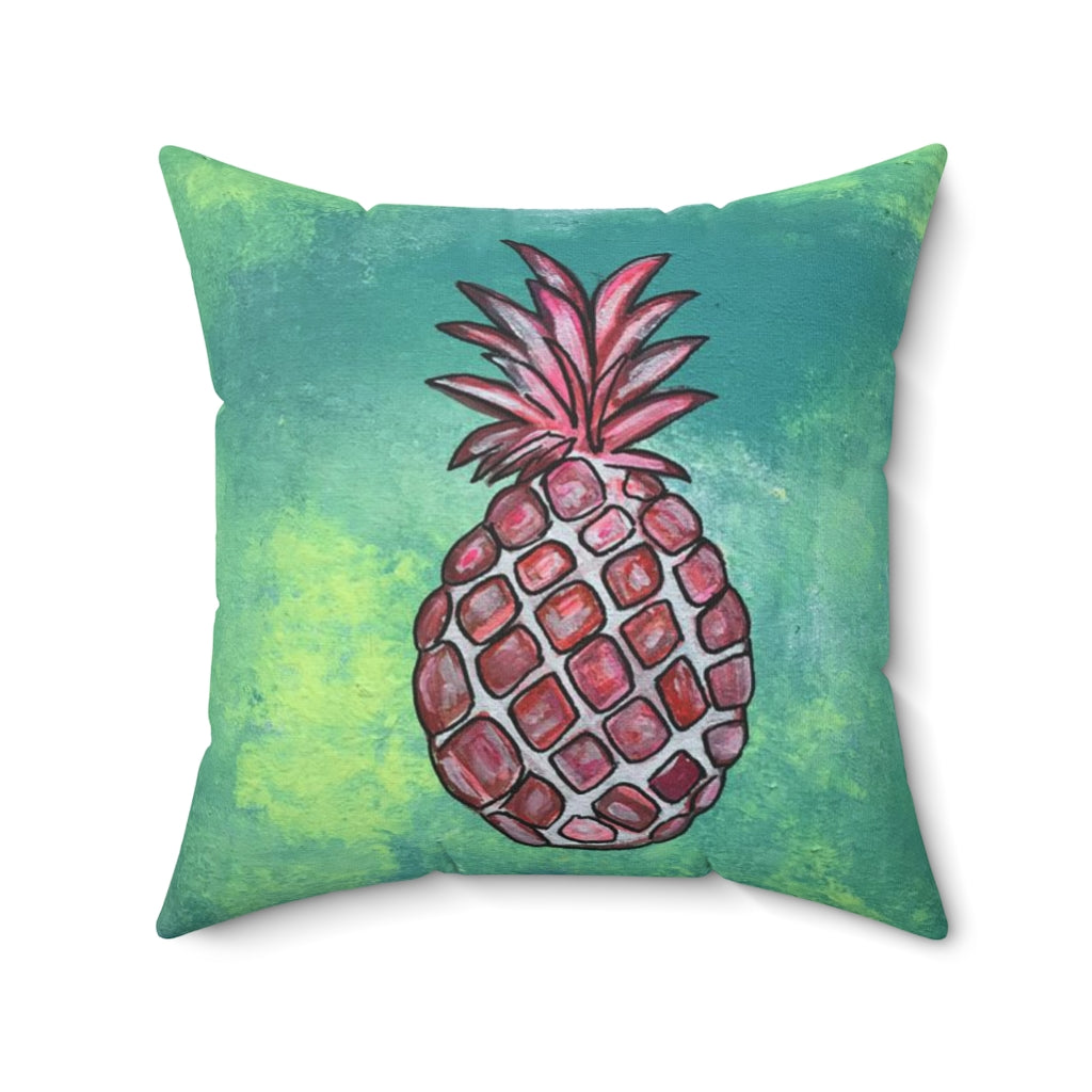 Spun Polyester Square Pillow Pineapple Party