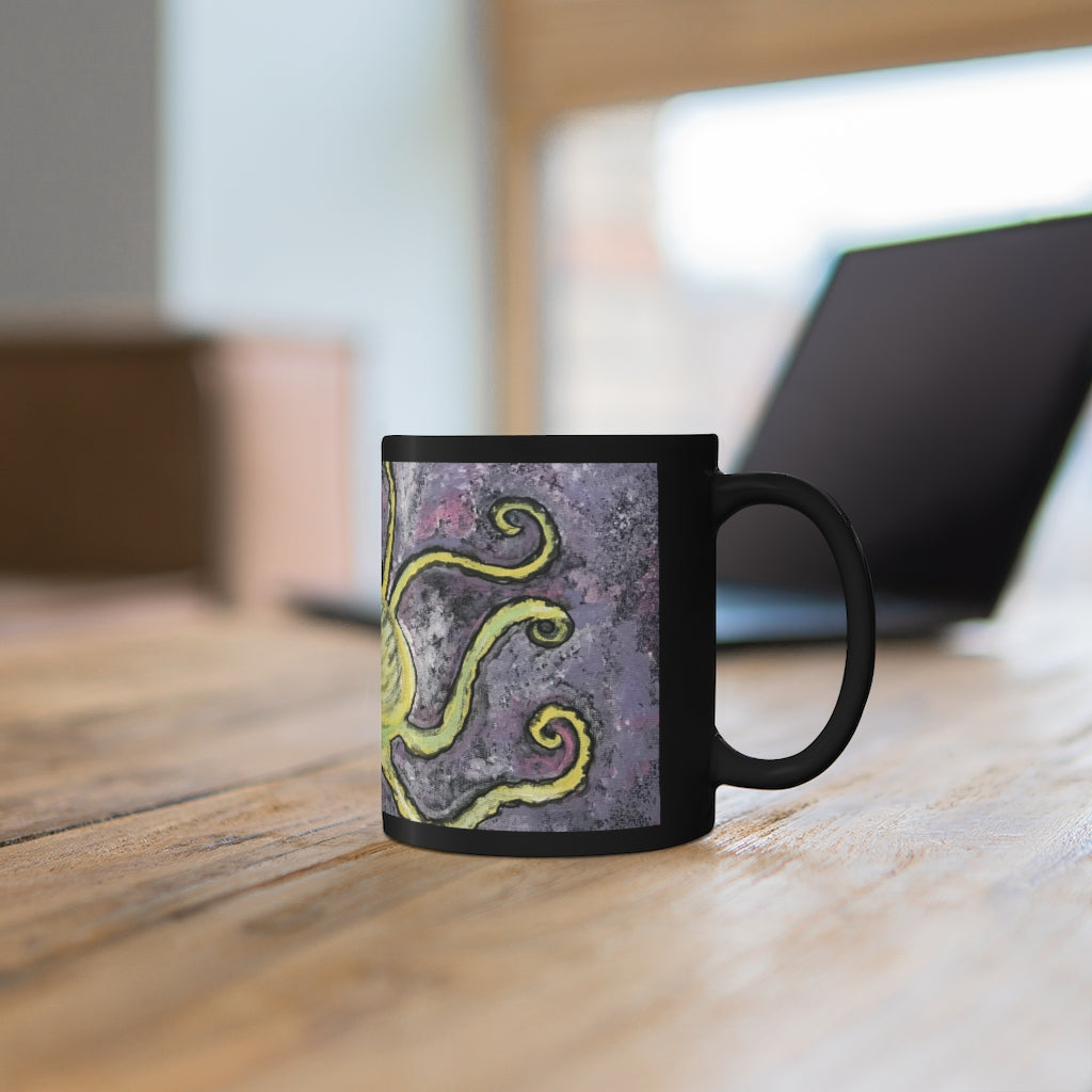 Creature Cups Black with Surprise White 3D Octopus Coffee Mug 11 oz