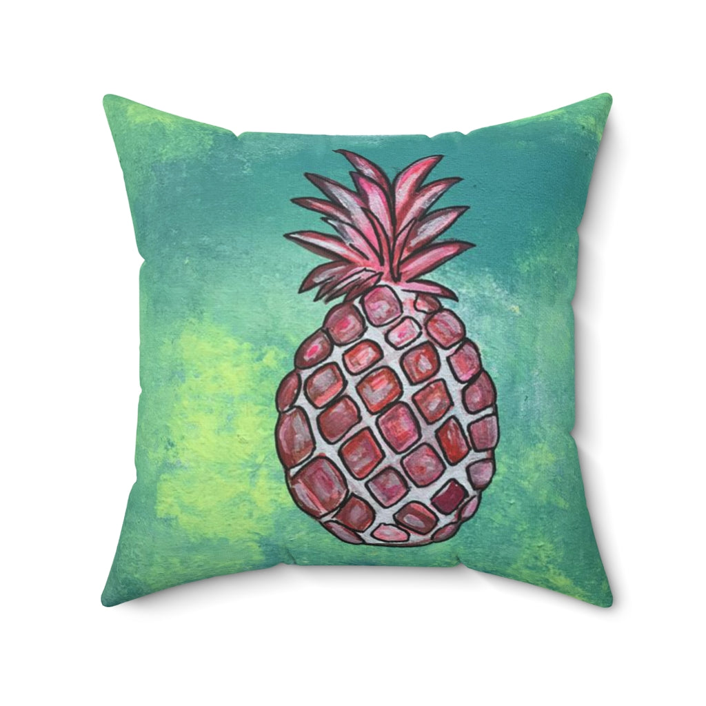 Spun Polyester Square Pillow Pineapple Party