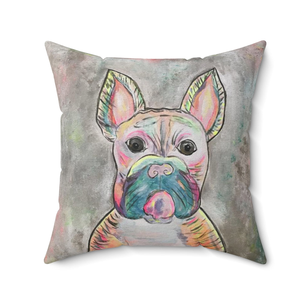 Spun Polyester Square Pillow French Bulldog