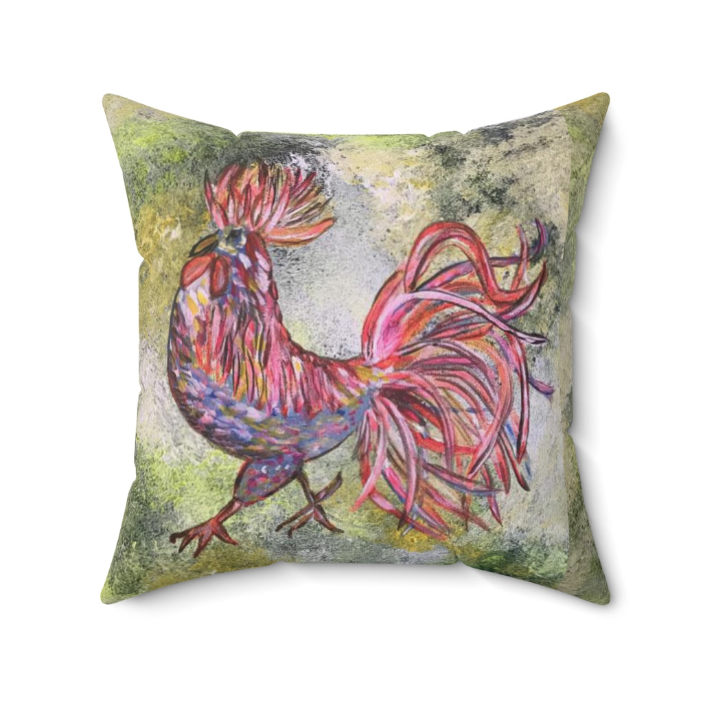 Spun Polyester Square Pillow Rooster A la Splendour