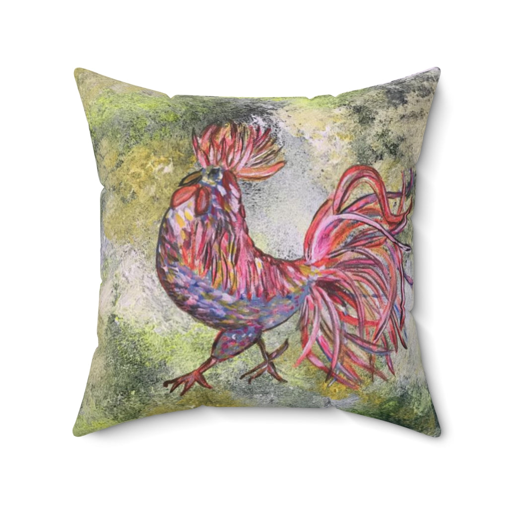 Spun Polyester Square Pillow Rooster A la Splendour